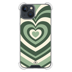 Casimoda iPhone 13 mini shockproof hoesje - Groen hart swirl