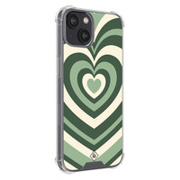 Casimoda iPhone 13 mini shockproof hoesje - Groen hart swirl