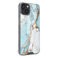 Casimoda iPhone 13 mini shockproof hoesje - Marmer lichtblauw