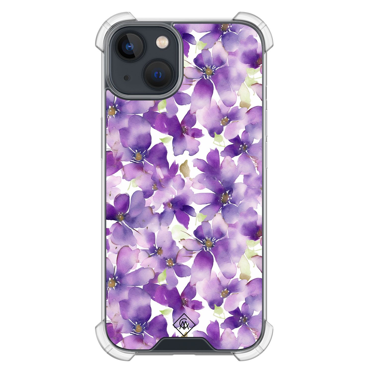 iPhone 13 mini shockproof hoesje - Floral violet