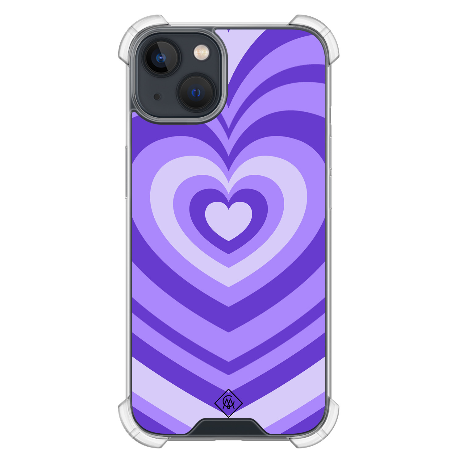 iPhone 13 mini shockproof hoesje - Hart swirl paars