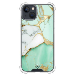 Casimoda iPhone 13 mini shockproof hoesje - Marmer mintgroen