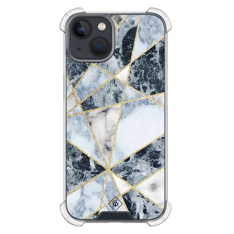 Casimoda iPhone 13 mini shockproof hoesje - Marmer blauw