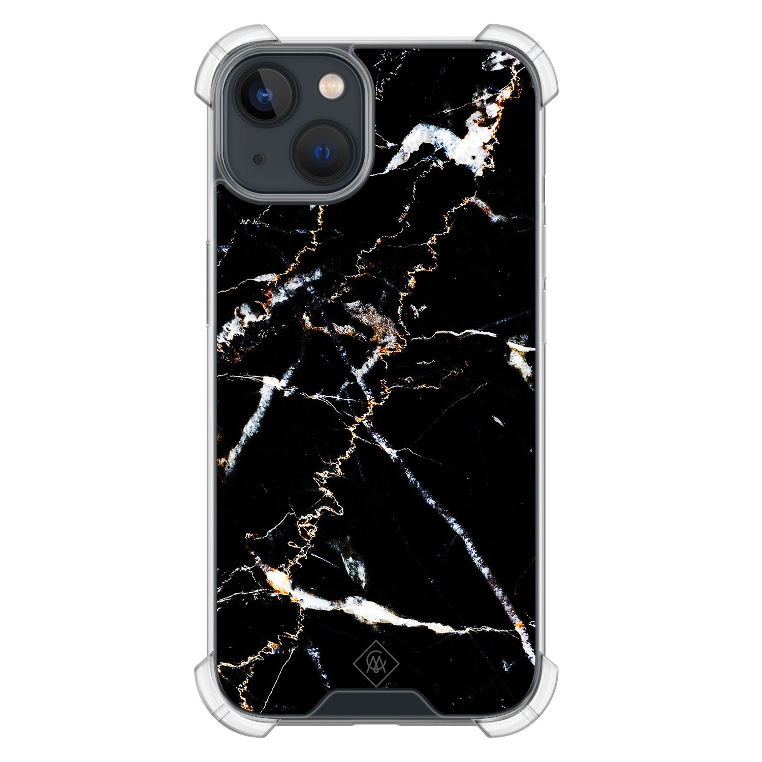 iPhone 13 mini shockproof hoesje - Marmer zwart