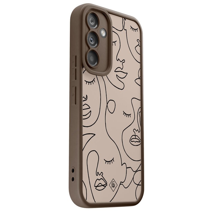 Casimoda Samsung Galaxy A54 bruine case - Abstract faces