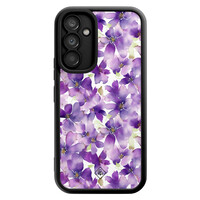 Casimoda Samsung Galaxy A54 zwarte case - Floral violet
