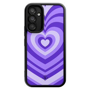 Casimoda Samsung Galaxy A54 zwarte case - Hart swirl paars