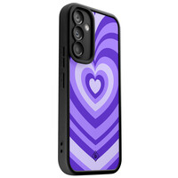 Casimoda Samsung Galaxy A54 zwarte case - Hart swirl paars