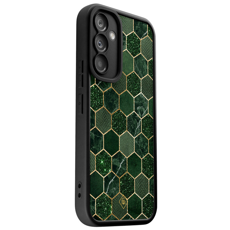 Casimoda Samsung Galaxy A54 zwarte case - Kubus groen