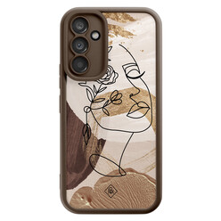 Casimoda Samsung Galaxy A54 bruine case - Abstract gezicht bruin