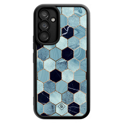 Casimoda Samsung Galaxy A54 zwarte case - Blue cubes