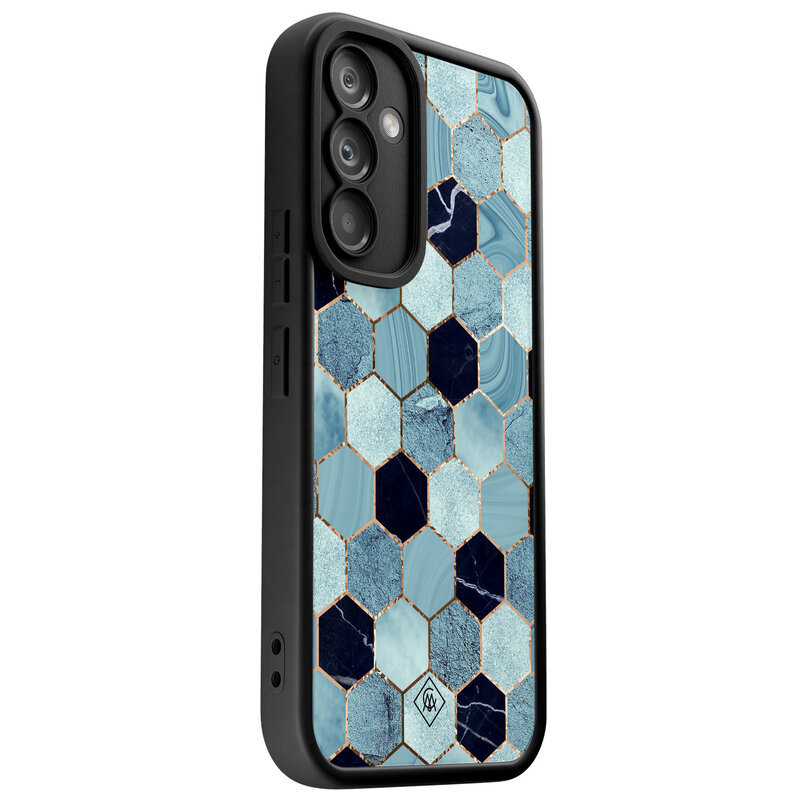 Casimoda Samsung Galaxy A54 zwarte case - Blue cubes
