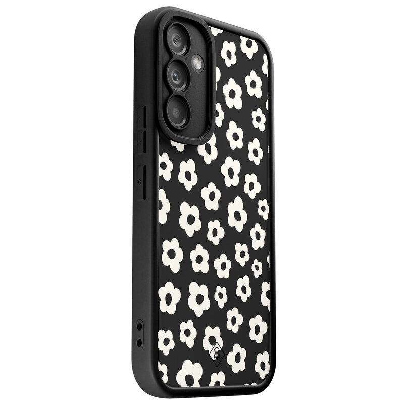 Casimoda Samsung Galaxy A54 zwarte case - Retro bloempjes