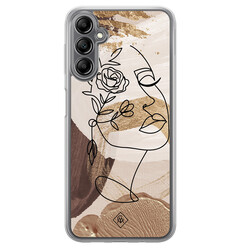 Casimoda Samsung Galaxy A14 hybride hoesje - Abstract gezicht bruin