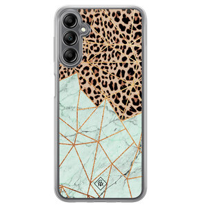 Casimoda Samsung Galaxy A14 hybride hoesje - Luipaard marmer mint