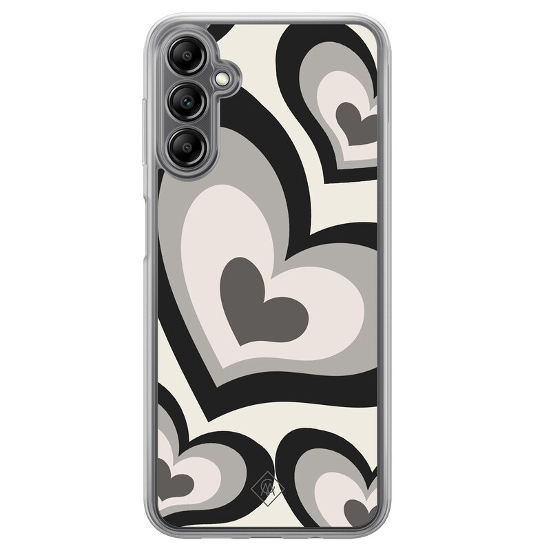 Casimoda Samsung Galaxy A14 hybride hoesje - Hart swirl zwart