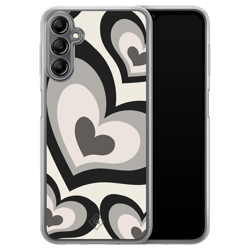 Casimoda Samsung Galaxy A14 hybride hoesje - Hart swirl zwart