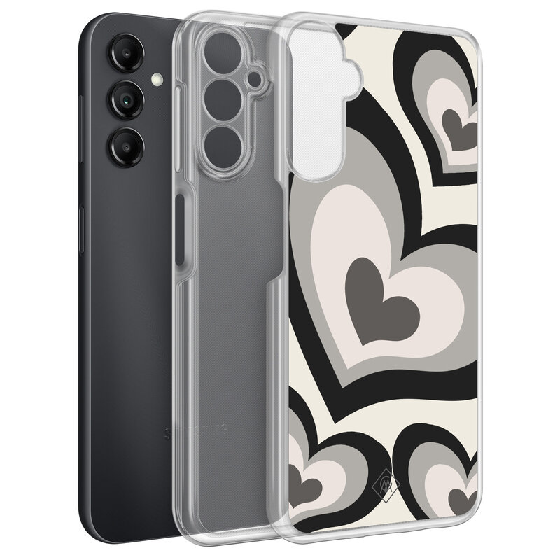 Casimoda Samsung Galaxy A14 hybride hoesje - Hart swirl zwart