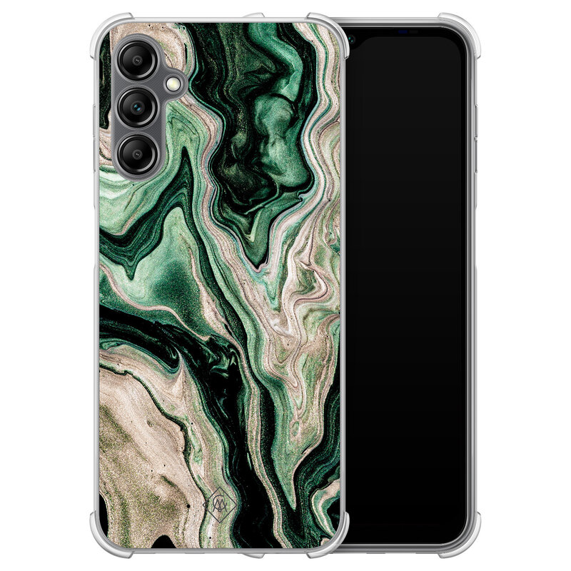 Casimoda Samsung Galaxy A14 shockproof hoesje - Green waves