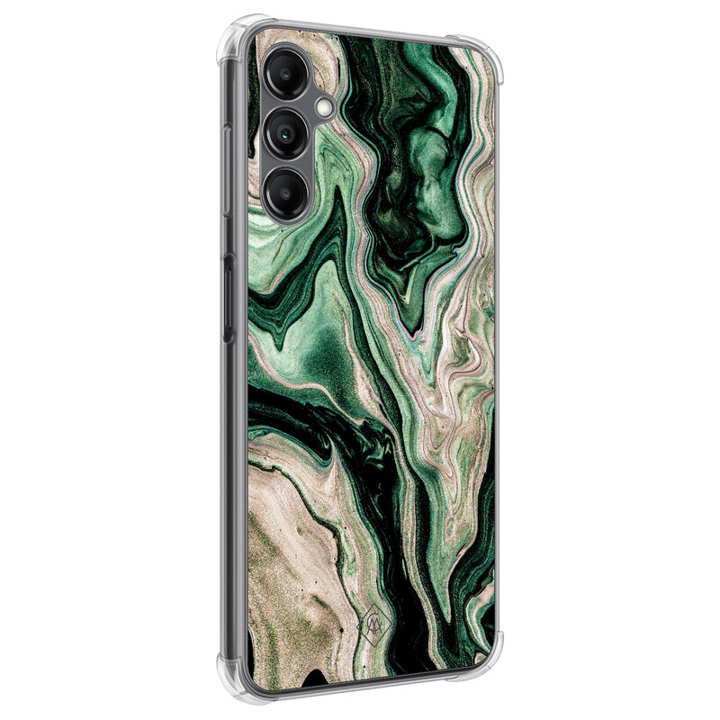 Casimoda Samsung Galaxy A14 shockproof hoesje - Green waves