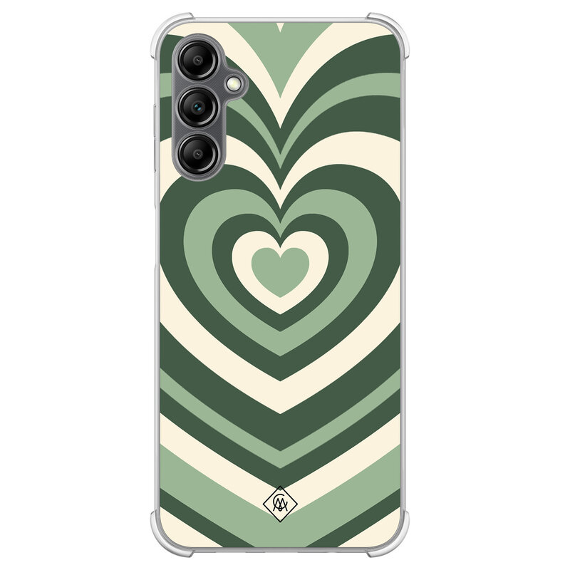 Casimoda Samsung Galaxy A14 shockproof hoesje - Groen hart swirl