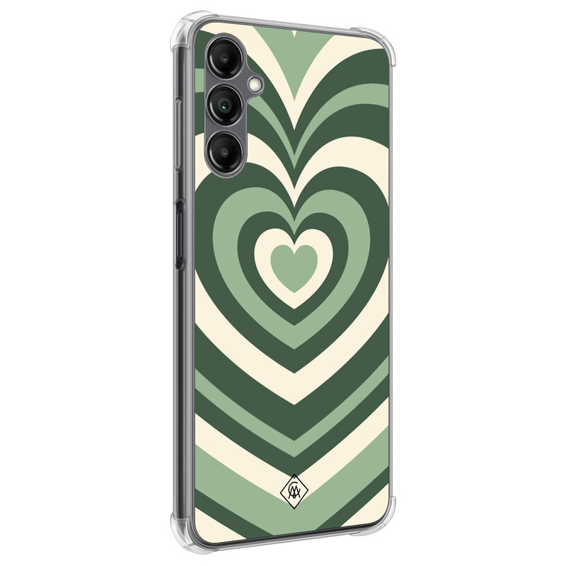 Casimoda Samsung Galaxy A14 shockproof hoesje - Groen hart swirl