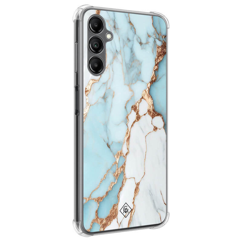 Casimoda Samsung Galaxy A14 shockproof hoesje - Marmer lichtblauw