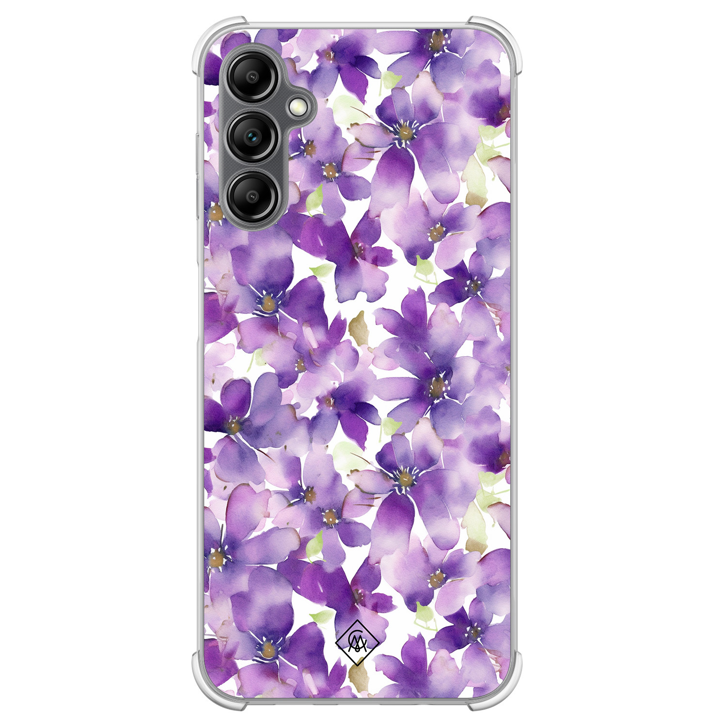 Samsung Galaxy A14 shockproof hoesje - Floral violet