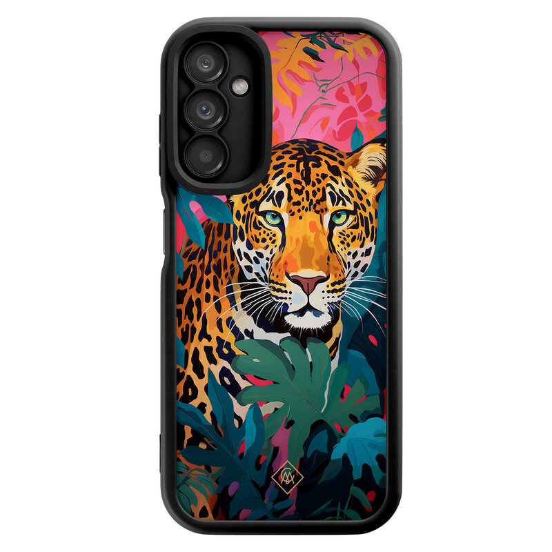 Casimoda Samsung Galaxy A14 zwarte case - Luipaard jungle