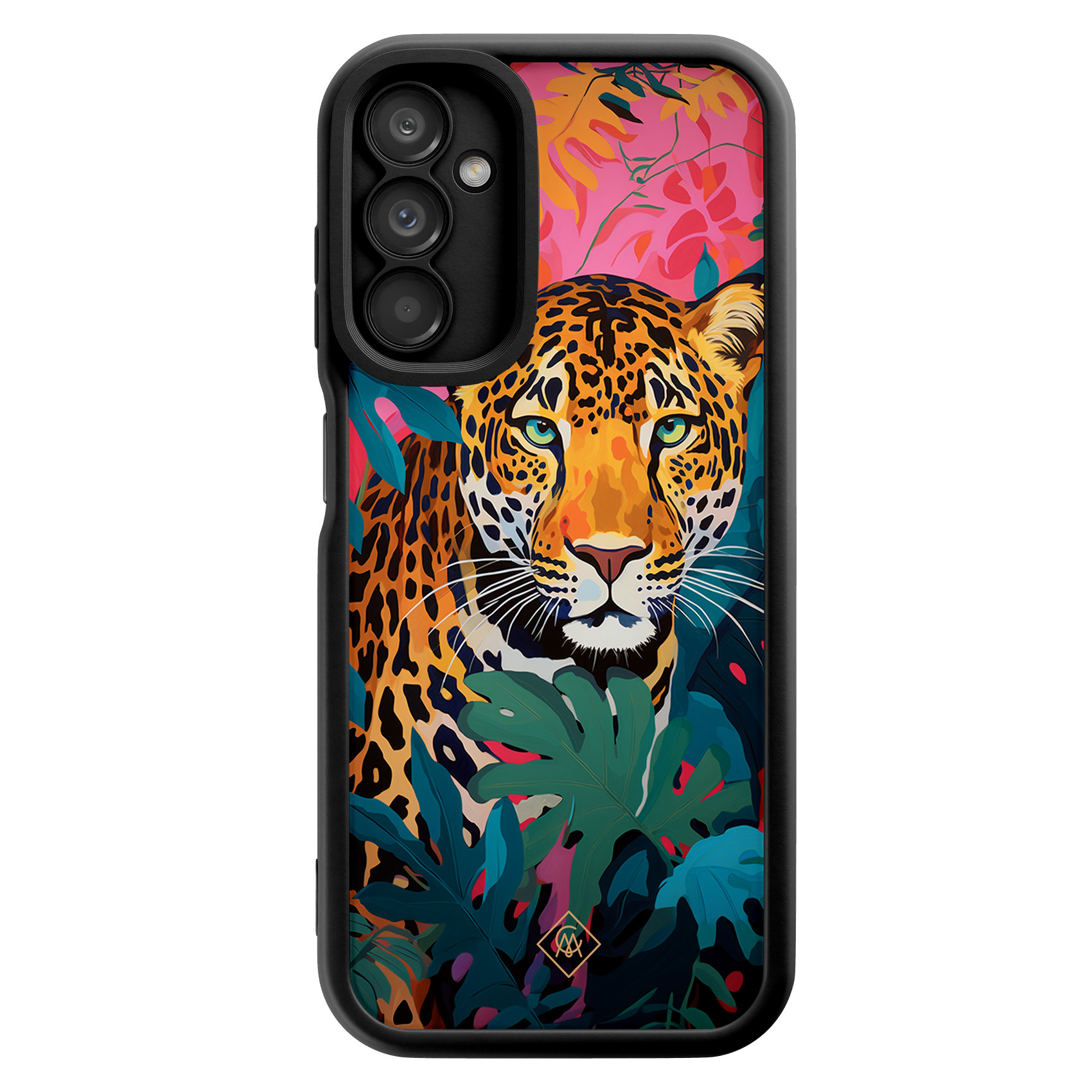 Samsung Galaxy A14 zwarte case - Luipaard jungle