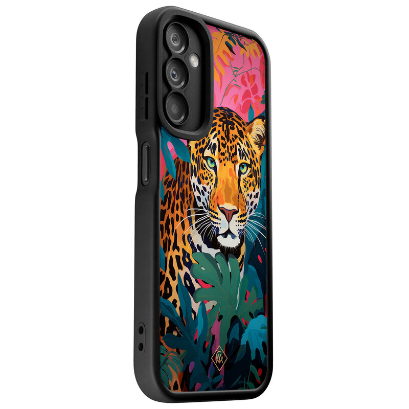 Casimoda Samsung Galaxy A14 zwarte case - Luipaard jungle