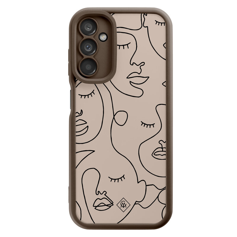 Casimoda Samsung Galaxy A14 bruine case - Abstract faces