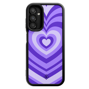 Casimoda Samsung Galaxy A14 zwarte case - Hart swirl paars