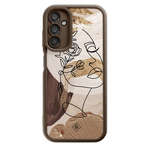 Casimoda Samsung Galaxy A14 bruine case - Abstract gezicht bruin