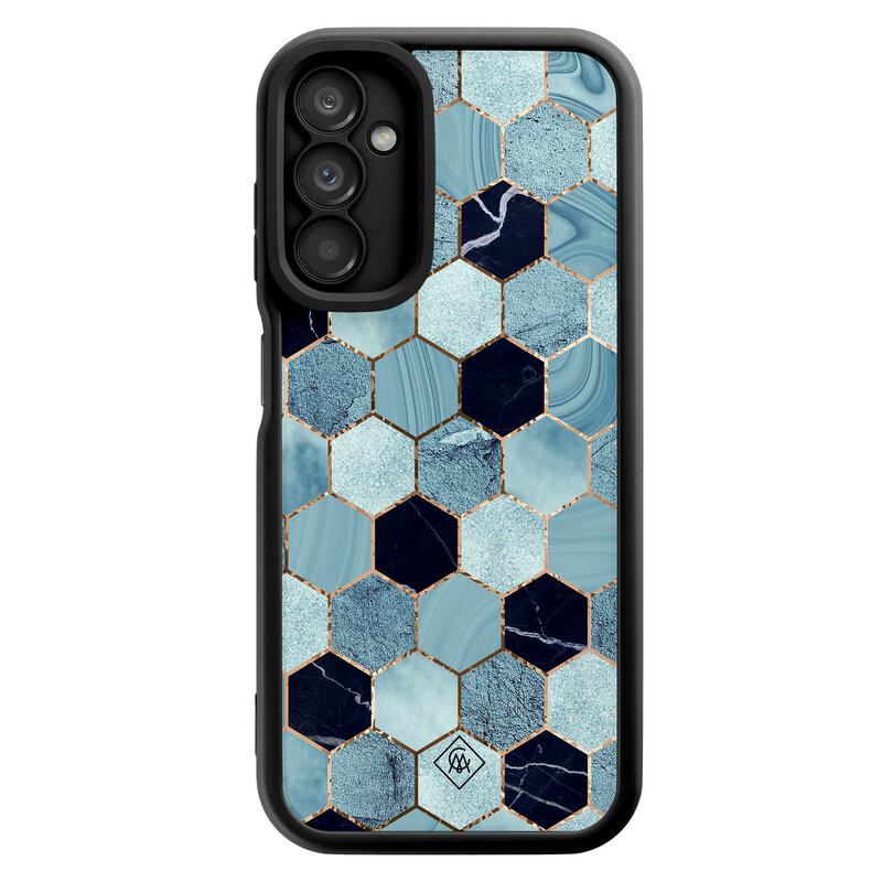 Casimoda Samsung Galaxy A14 zwarte case - Blue cubes