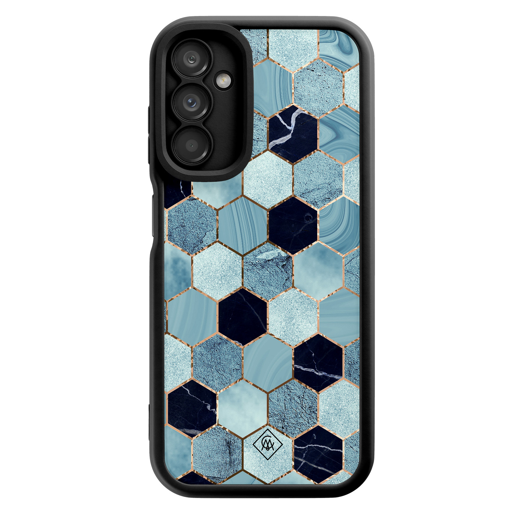 Samsung Galaxy A14 zwarte case - Blue cubes