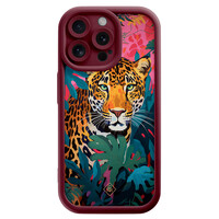 Casimoda iPhone 15 Pro Max rode case - Luipaard jungle