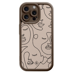 Casimoda iPhone 15 Pro Max bruine case - Abstract faces