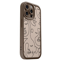Casimoda iPhone 15 Pro Max bruine case - Abstract faces