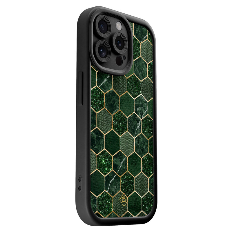 Casimoda iPhone 15 Pro Max zwarte case - Kubus groen
