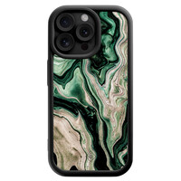 Casimoda iPhone 15 Pro Max zwarte case - Green waves
