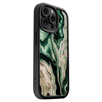 Casimoda iPhone 15 Pro Max zwarte case - Green waves