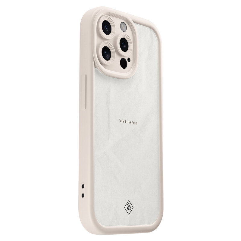 Casimoda iPhone 15 Pro Max beige case - Vive la vie
