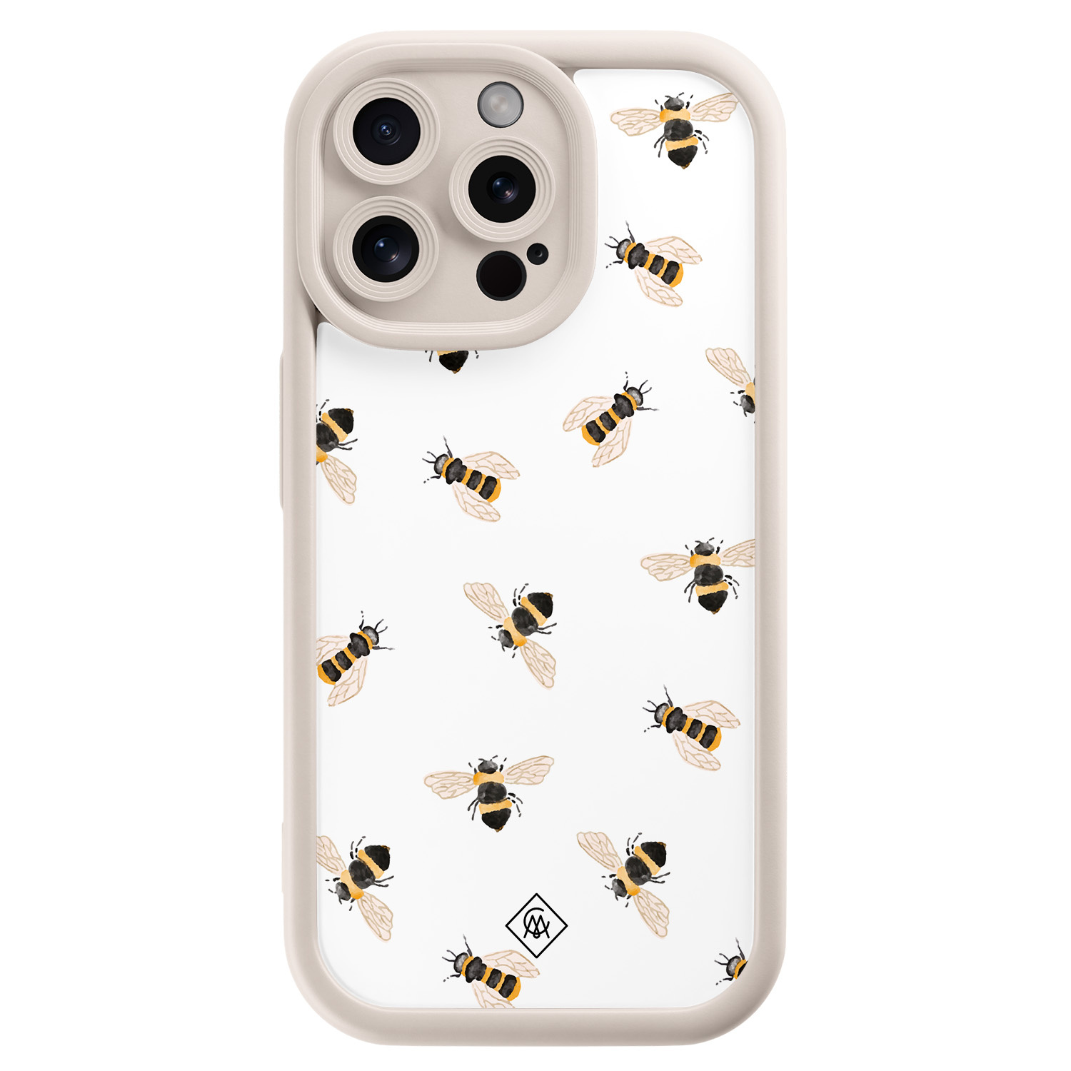 iPhone 15 Pro Max beige case - Bee happy
