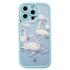 Casimoda iPhone 15 Pro Max blauwe case - Zwanen