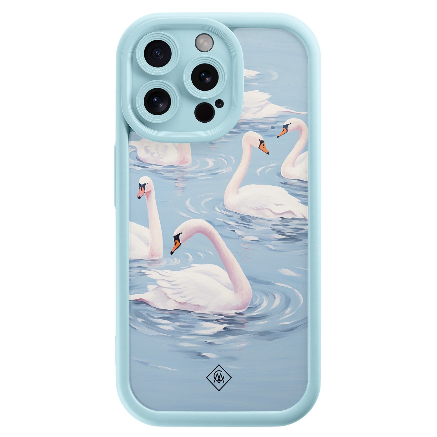 iPhone 15 Pro Max blauwe case - Zwanen