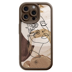 Casimoda iPhone 15 Pro Max bruine case - Abstract gezicht bruin
