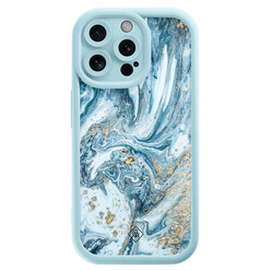 Casimoda iPhone 15 Pro Max blauwe case - Marble sea