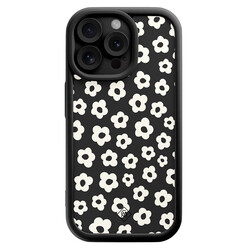 Casimoda iPhone 15 Pro Max zwarte case - Retro bloempjes