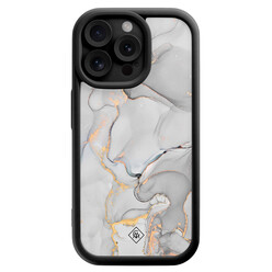 Casimoda iPhone 15 Pro Max zwarte case - Marmer grijs